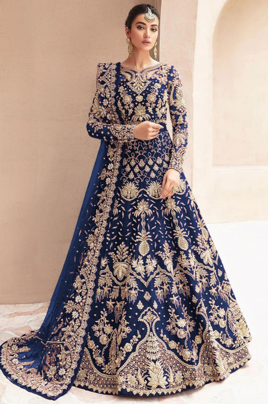 anarkali dress navy blue Buy Heavy Embroidered Net for Festival Online DELIVERY TIME:Rush: Ships in 4-6 business weeks (+$175 Surcharge)