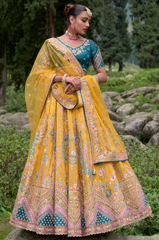 Sunny Yellow Silk Viscose Designer Lehenga Choli
