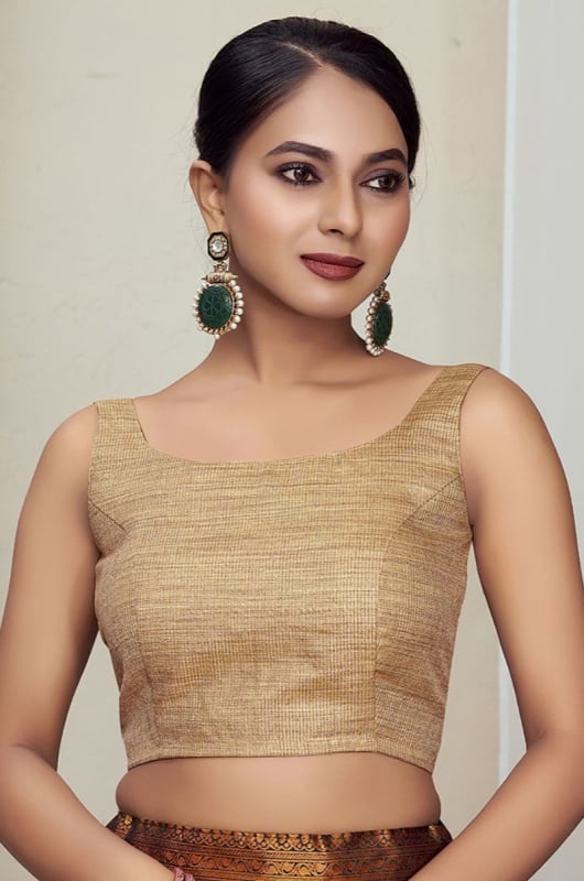 Beige Banarasi Silk Blouse