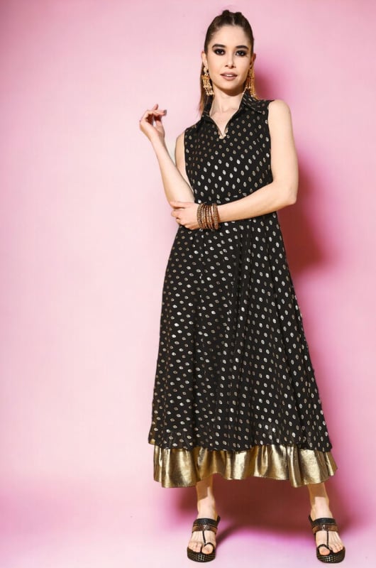 Black Georgette Readymade Dress