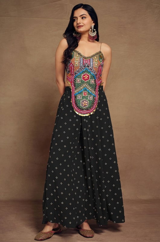 Black Handwork Designer IndoWestern