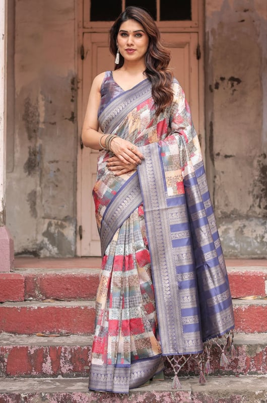 Blue Banarasi Silk Saree