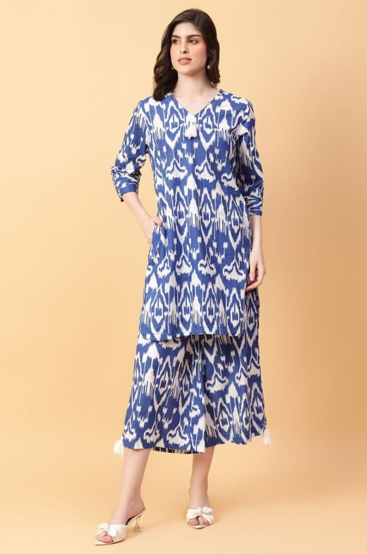 Blue Cotton Printed Co-Ord Set