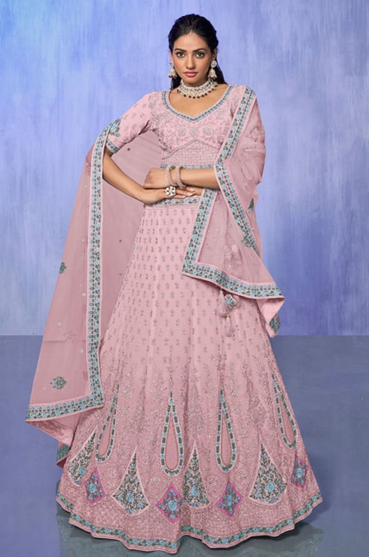 Blush Pink Heavy Designer Lehenga Choli Set for Wedding