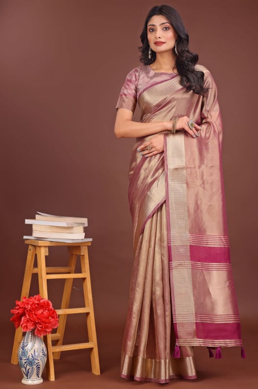 Blush Pink Organza Saree