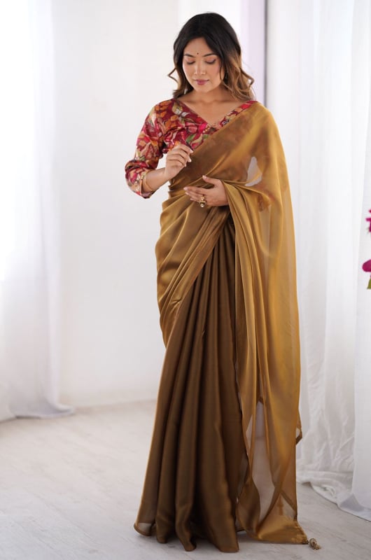 Brown Party Wear Saree