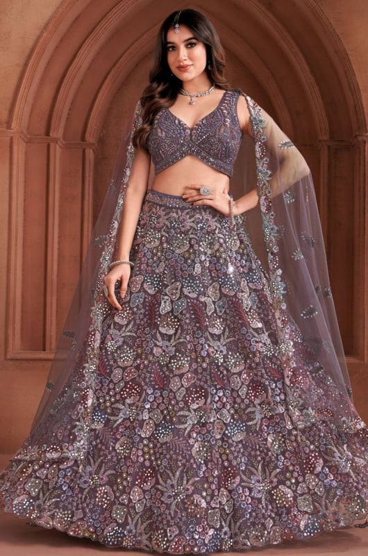 Dusty Purple Ready to Wear Lehenga Choli Set
