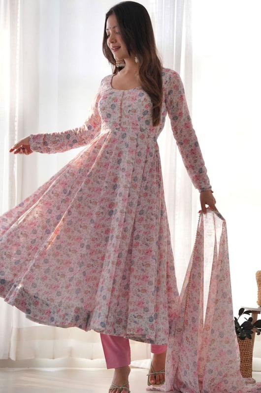 Dusty Pink Readymade Anarkali Suit