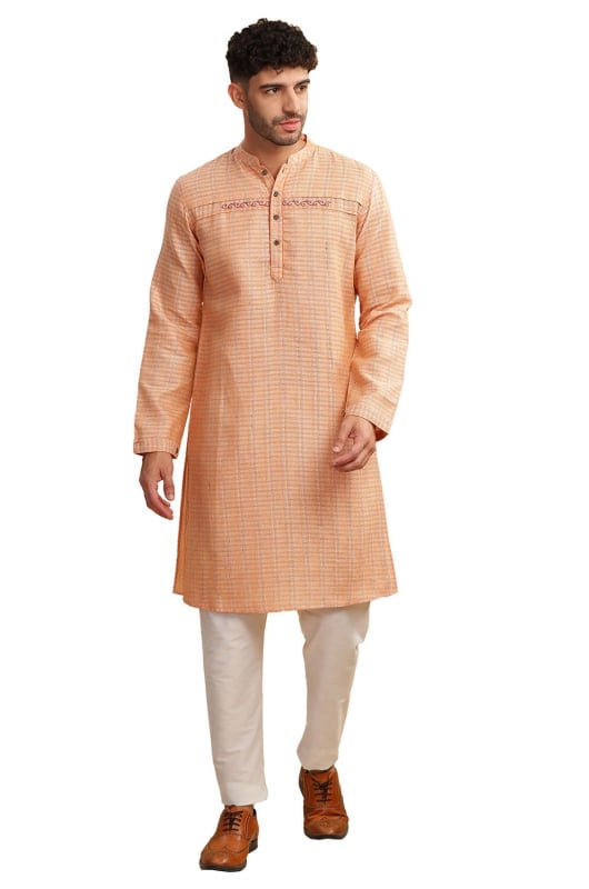 Eid Special Peach Mens Kurta Set