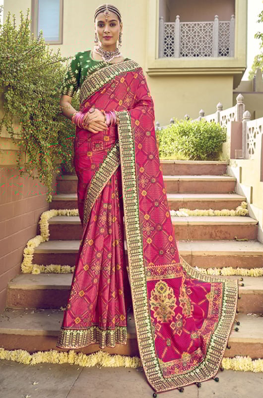 Gajari Pure Patola Silk Saree with Double Blouse