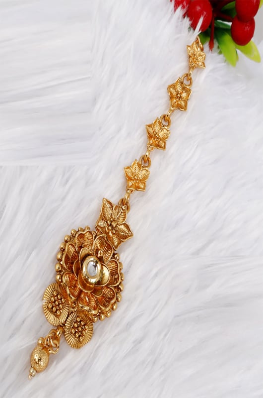 Golden Heavy Designer Maang Tikka