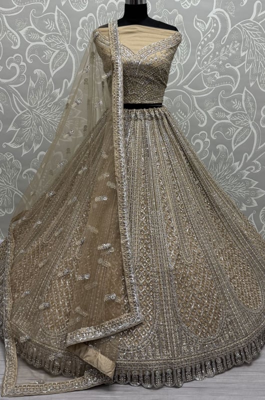 Golden Net Heavy Designer Lehenga Choli Set for Wedding