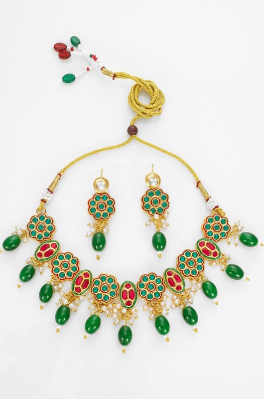 Green Designer Necklace Set