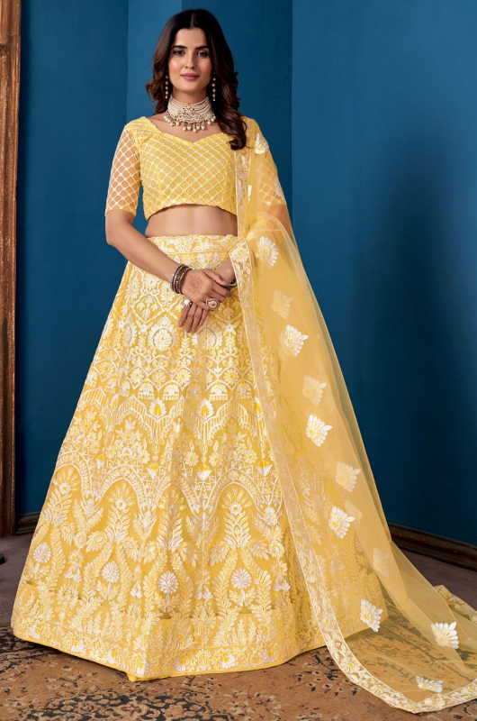 Rheana Lemon Yellow and Pink Lehenga main image 1