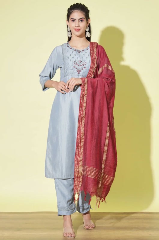 Livid Cotton Silk Blend Readymade Pant Kameez