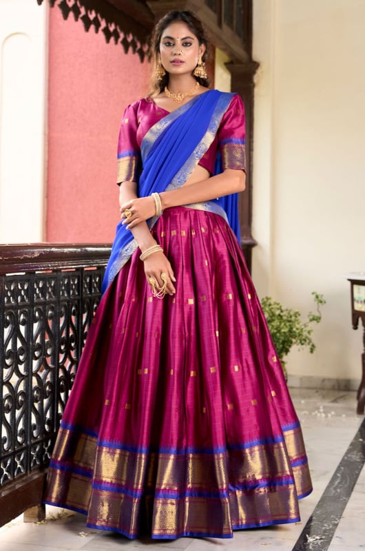 Magenta Cotton Silk Lehenga Choli for Festival