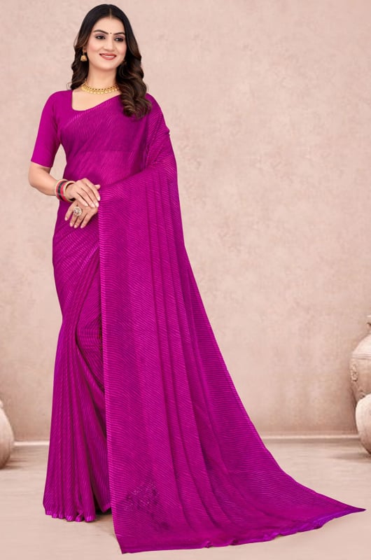 Magenta Leheriya Print Chiffon Saree
