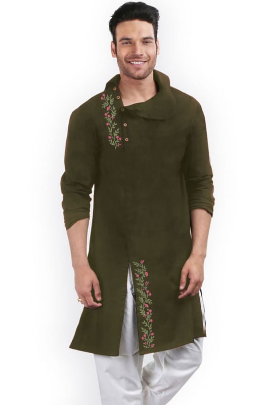 Mahendi Green Cotton Kurta