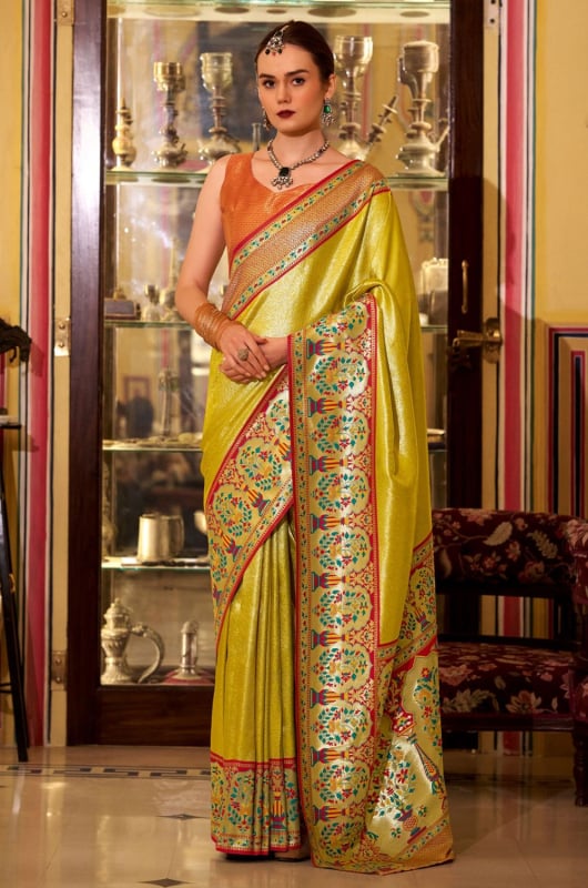 Maize Yellow Soft Tissue Silk Zari Woven Saree