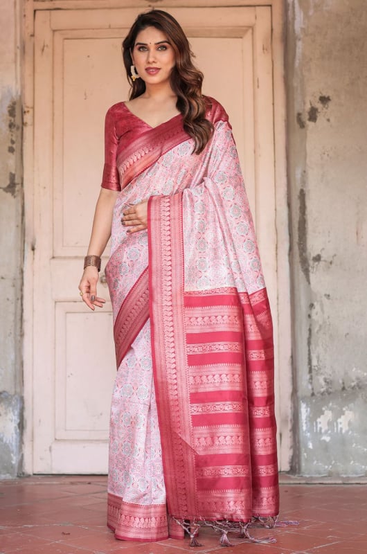 Maroon Banarasi Silk Saree