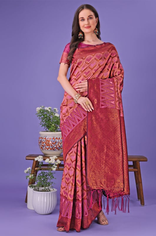 Maroon Silk Saree for Ceremonial