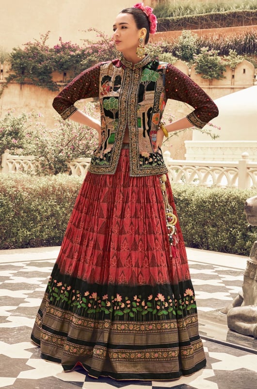 Maroon Viscose Silk Designer Lehenga Choli