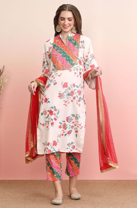 Multicolor Crepe Readymad Suit