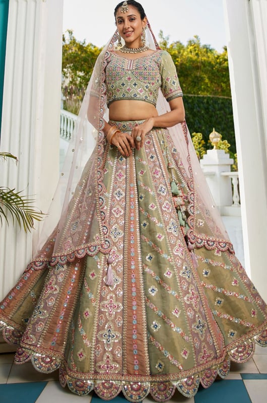 Multicolor Net Heavy Designer Lehenga Choli Set for Wedding