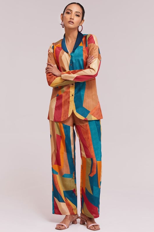 Multicolor Printed Crepe Co-Ord Set