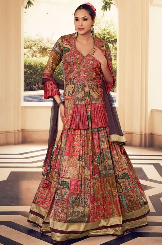Multicolor Viscose Silk Designer Lehenga Choli