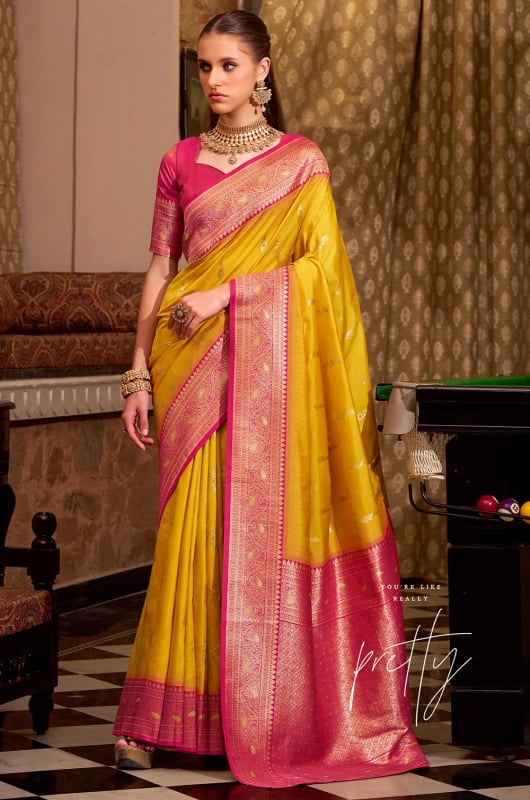 Mustard Soft Silk Saree with Zari Weaving