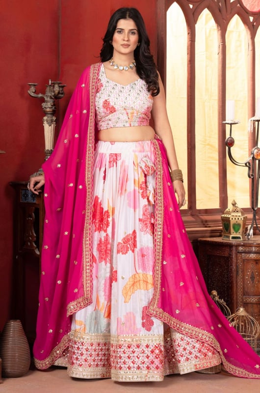 Off White Heavy Embroidered Designer Lehenga Choli Set for Ceremonial