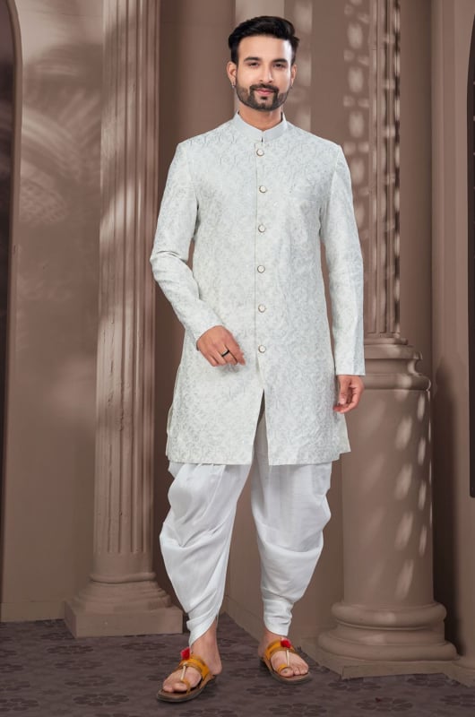 Off White Wedding Wear Indo Sherwani