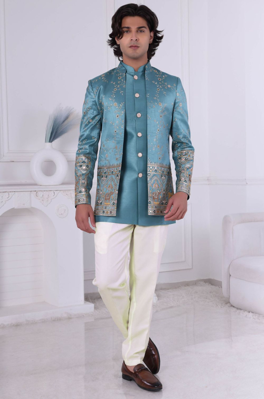 Sky Blue Jodhpuri Suit For Wedding