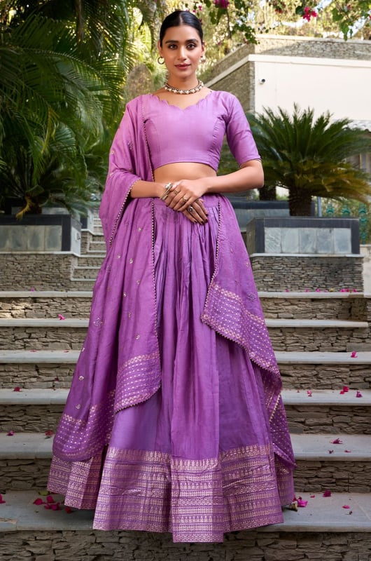 Orchid Pure Chanderi Lehenga Choli for Festival