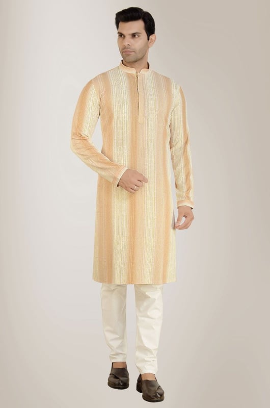 Pastel Yellow Sequined Rayon Kurta Set