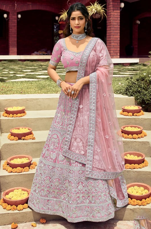Pink Designer Bridal Lehenga Choli Set for Wedding