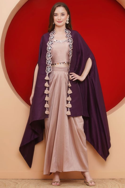 Purple and Rose Gold Skirt with Cape