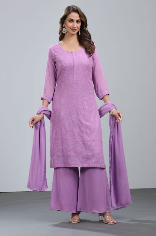 Purple Chicken Readymade Palazzo Kameez Suit