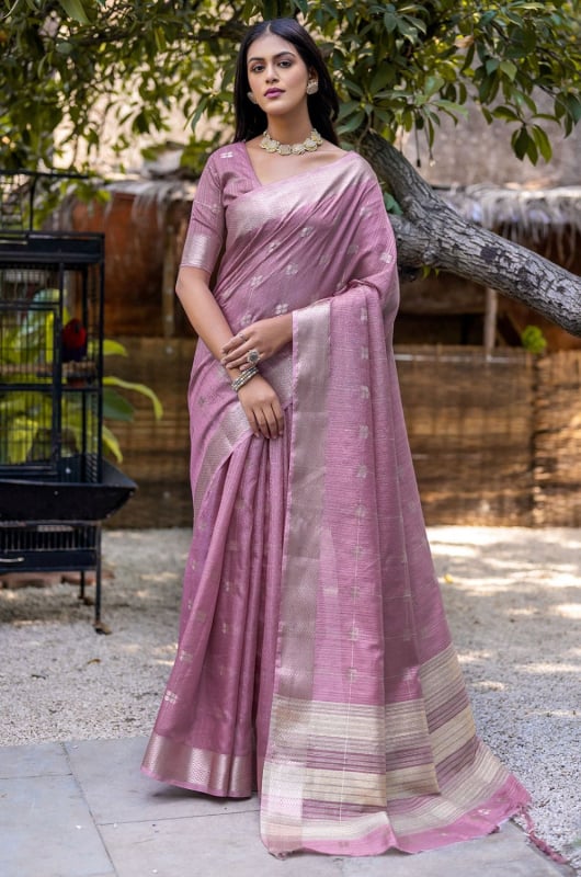 Purple Pure Cotton Zari Woven Saree