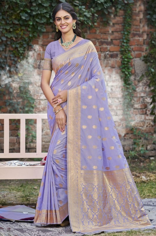 Purple Silk Zari Woven Saree