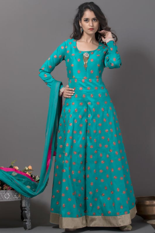 Trendy Teal Blue Readymade Suit
