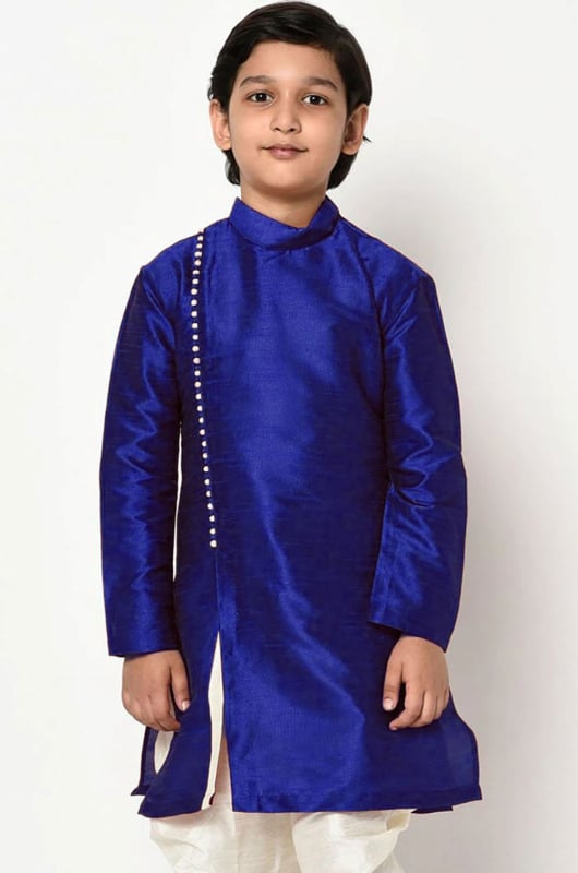 Royal BLue Dupion Silk Boys Kurta for Festival