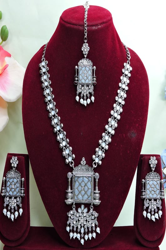 Sillver Oxidised Necklace Set