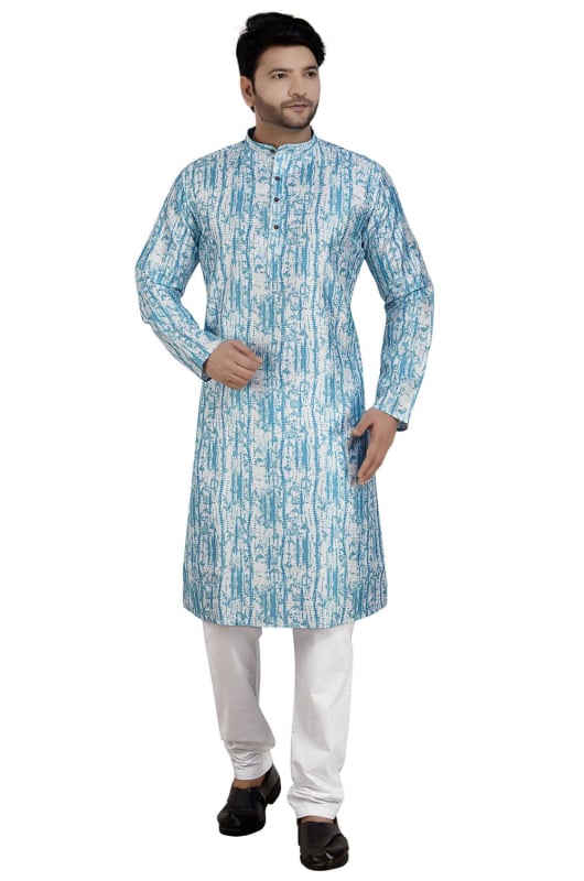 Sky Blue Festival Wear Kurta Pyjama Set