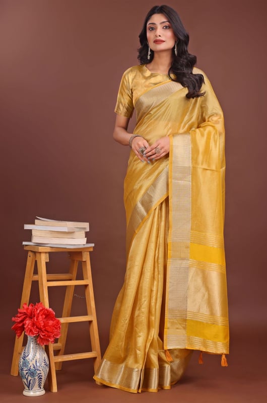 Sunny Yellow Organza Saree
