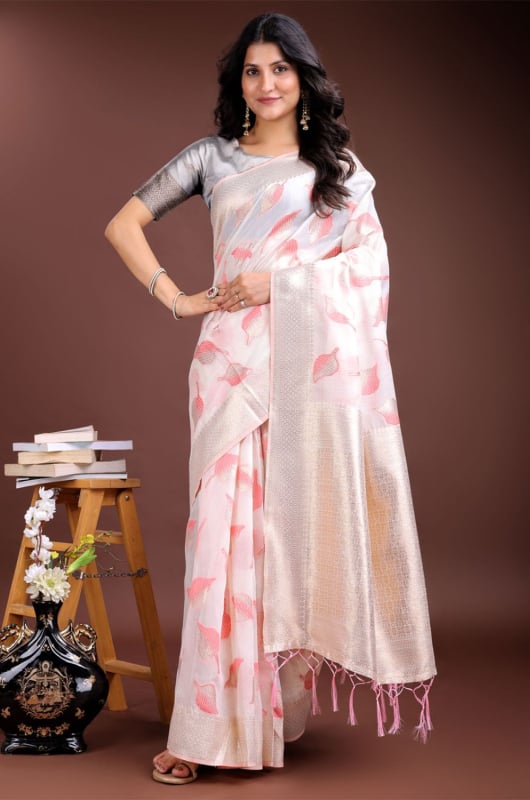 White Cotton Woven Saree