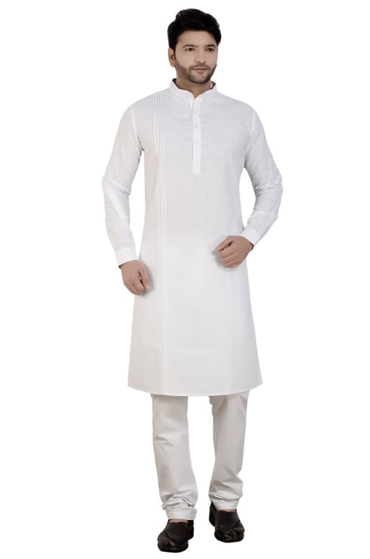 White Festival Wear Kurta Pyjama Set