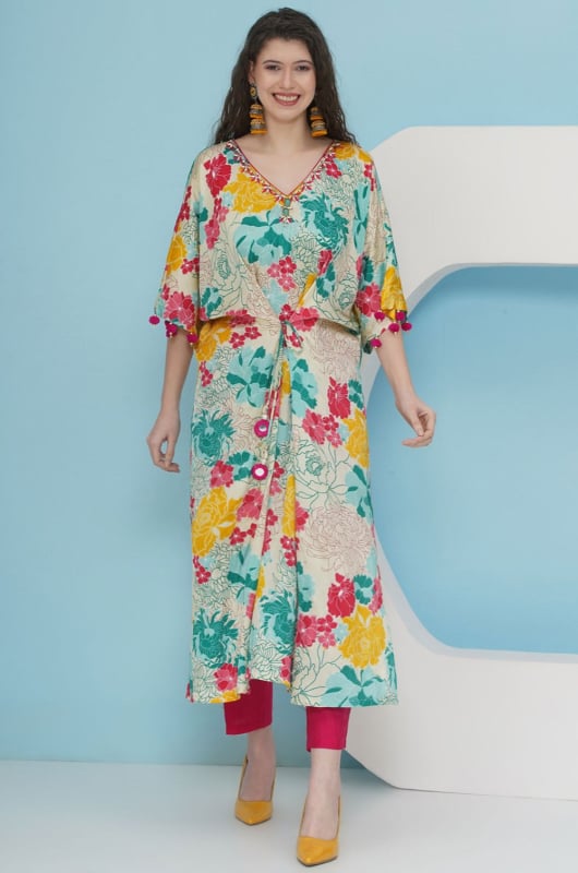White Printed Stylish Kurta Set