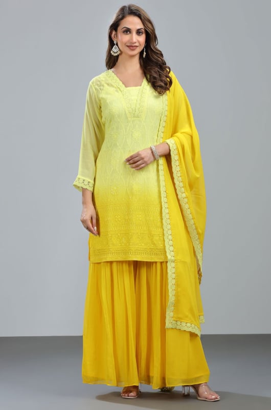 Yellow Chicken Readymade Palazzo Kameez Suit